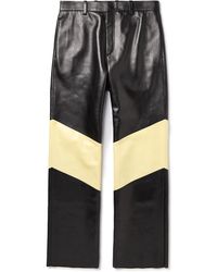 Jil Sander - Straight-leg Colour-block Panelled Leather Trousers - Lyst