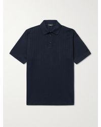 Theory Coleson Striped Cotton Polo Shirt - Blue