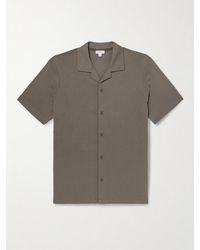Sunspel - Slim-fit Camp-collar Supima Cotton-mesh Shirt - Lyst