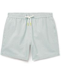 Hartford - Straight-leg Mid-length Striped Recycled-seersucker Swim Shorts - Lyst