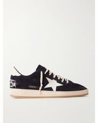 Golden Goose - Ball Star Distressed Leather-Trimmed Suede Sneakers - Lyst