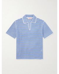 Orlebar Brown - Batten Striped Open-Knit Cotton Polo Shirt - Lyst