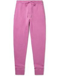 Tom Ford - Tapered Garment-dyed Fleece-back Cotton-jersey Sweatpants - Lyst