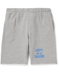GALLERY DEPT. - Straight-leg Logo-print Frayed Cotton-jersey Drawstring Shorts - Lyst