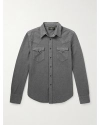 RRL - Brushed-Cotton Oxford Western Shirt - Lyst