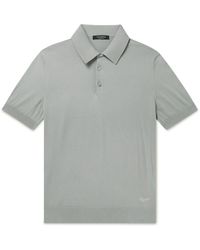 Zegna - Logo-embroidered Cotton Polo Shirt - Lyst