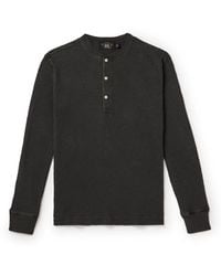 RRL - Slim-fit Textured-cotton Henley T-shirt - Lyst