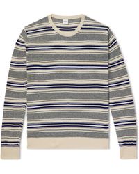 Aspesi - Slim-fit Striped Linen And Cotton-blend Sweater - Lyst