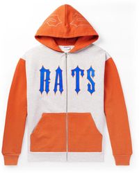 Stray Rats - Gothik Logo-print Two-tone Cotton-jersey Zip-up Hoodie - Lyst