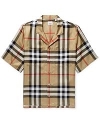 Burberry - Camp-collar Checked Silk-twill Shirt - Lyst