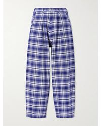 STORY mfg. - Lush Wide-leg Checked Organic Cotton Trousers - Lyst