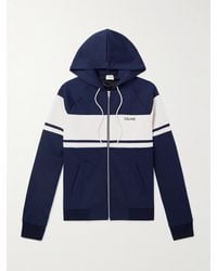 Celine - Logo-Embroidered Striped Jersey Hooded Track Jacket - Lyst