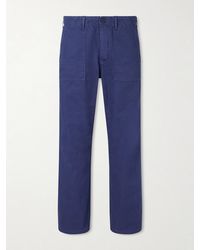 Nudie Jeans - Tuff Tony Straight-Leg Herringbone Cotton Trousers - Lyst