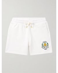 Casablancabrand - Casa Way gerade geschnittene Shorts aus Baumwoll-Jersey mit Kordelzugbund und Logostickerei - Lyst