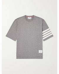 Thom Browne - Logo-Appliquéd Striped Cotton-Jersey T-Shirt - Lyst