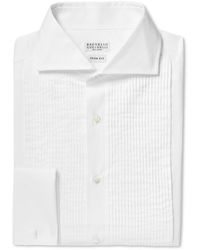 Brunello Cucinelli - Slim-fit Bib-front Double-cuff Cotton-poplin Tuxedo Shirt - Lyst