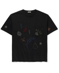 Bode - Field Guide Embroidered Cotton-Jersey T-Shirt - Lyst