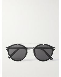 Dior - DiorBlackSuit RI Sonnenbrille mit rundem Rahmen aus Azetat und silberfarbenen Details - Lyst