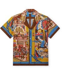 Bode - Manhattan Island Camp-collar Printed Silk-satin Shirt - Lyst