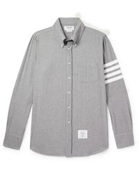 Thom Browne - Button-Down Collar Striped Cotton-Chambray Shirt - Lyst