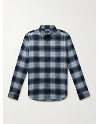 Club Monaco - Slim-fit Button-down Collar Checked Cotton-flannel Shirt - Lyst