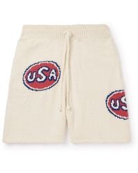CHERRY LA - Straight-leg Logo-intarsia Organic Cotton Shorts - Lyst