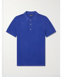 Tom Ford - Slim-fit Lyocell And Cotton-blend Piqué Polo Shirt - Lyst