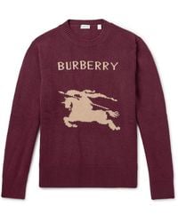 Burberry - Logo-Jacquard Wool And Cashmere-Blend Sweater - Lyst