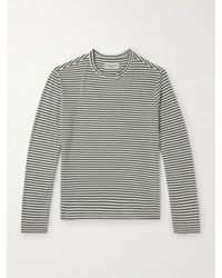 Officine Generale - Striped Stretch-linen Jersey T-shirt - Lyst