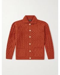Beams Plus - Alan Patchwork Cable-Knit Wool Cardigan - Lyst