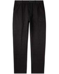 Moncler - Straight-leg Logo-embroidered Cotton-canvas Trousers - Lyst