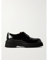 Gucci - Striped Grosgrain-Trimmed Polished-Leather Derby Shoes - Lyst