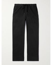 James Perse - Slim-fit Straight-leg Brushed Cotton-blend Twill Drawstring Trousers - Lyst