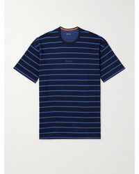 Paul Smith - T-shirt da pigiama in jersey di misto cotone e modal a righe con logo ricamato - Lyst