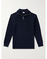 Ghiaia - Pullover in lana a coste con mezza zip - Lyst