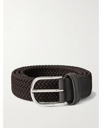 Anderson's - 3.5Cm Leather-Trimmed Woven Elastic Belt - Lyst