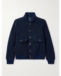 Eleventy - Schmal geschnittene Bomberjacke aus einer Wollmischung mit Rippstrickbesatz - Lyst