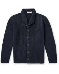 Inis Meáin - Shawl-collar Cable-knit Donegal Merino Wool And Cashmere-blend Cardigan - Lyst