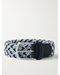 Anderson's - 3.5cm Leather-trimmed Woven Elastic Belt - Lyst