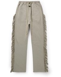 Fear Of God - Straight-leg Fringed Suede-trimmed Cotton-jersey Sweatpants - Lyst