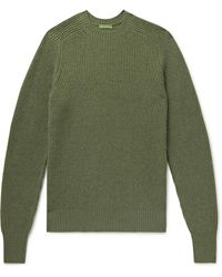Sid Mashburn Slim-fit Ribbed Merino Wool-blend Sweater - Green