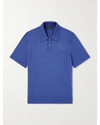 dunhill - Cable-Knit Cotton And Mulberry Silk-Blend Polo Shirt - Lyst