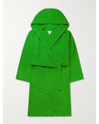 Bottega Veneta Intrecciato Cotton-terry Hooded Robe - Green