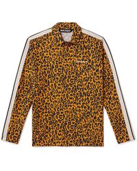 Palm Angels - Webbing-trimmed Leopard-print Linen And Cotton-blend Shirt - Lyst