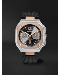 Bell & Ross - Br 05 Automatic Chronograph 42Mm 18-Karat Rose, Stainless Steel And Rubber Watch, Ref. No. Br05C-Rth-Stpg/Srb - Lyst