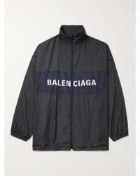 Balenciaga - Giacca oversize in shell color-block con logo - Lyst