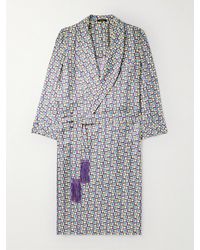 Charvet - Belted Printed Silk-twill Robe - Lyst