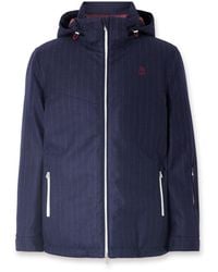Brunello Cucinelli - Logo-embroidered Padded Pinstriped Wool Hooded Ski Jacket - Lyst