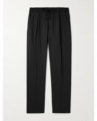 Altea - Jared Straight-Leg Pleated Wool-Blend Drawstring Trousers - Lyst