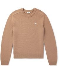 Celine - Logo-Embroidered Wool And Cashmere-Blend Sweater - Lyst